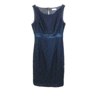 Calvin Klein Hi Waist Lace Sheath Dress Size S Black Beads Cocktail Party Event